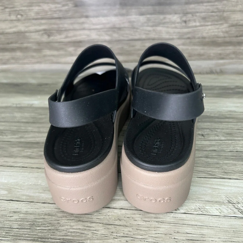 Crocs Brooklyn Low Wedge Sandals Black Platform Womens Size 7